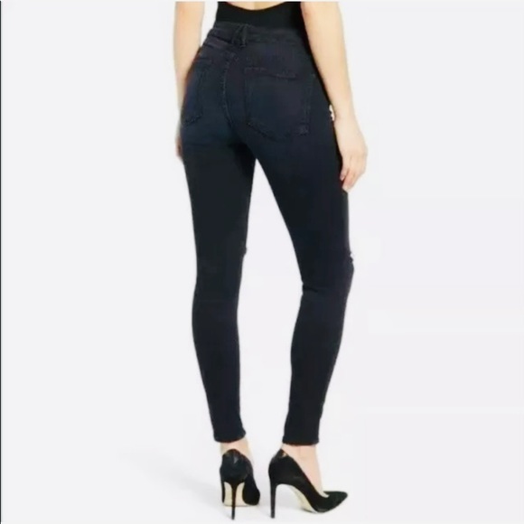 Good American Good Legs Blue/Black High Rise Skinny Distressed Jeans Size 2/26 - Picture 3 of 15